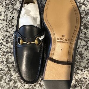 Gucci Black Leather Horsebit Loafers